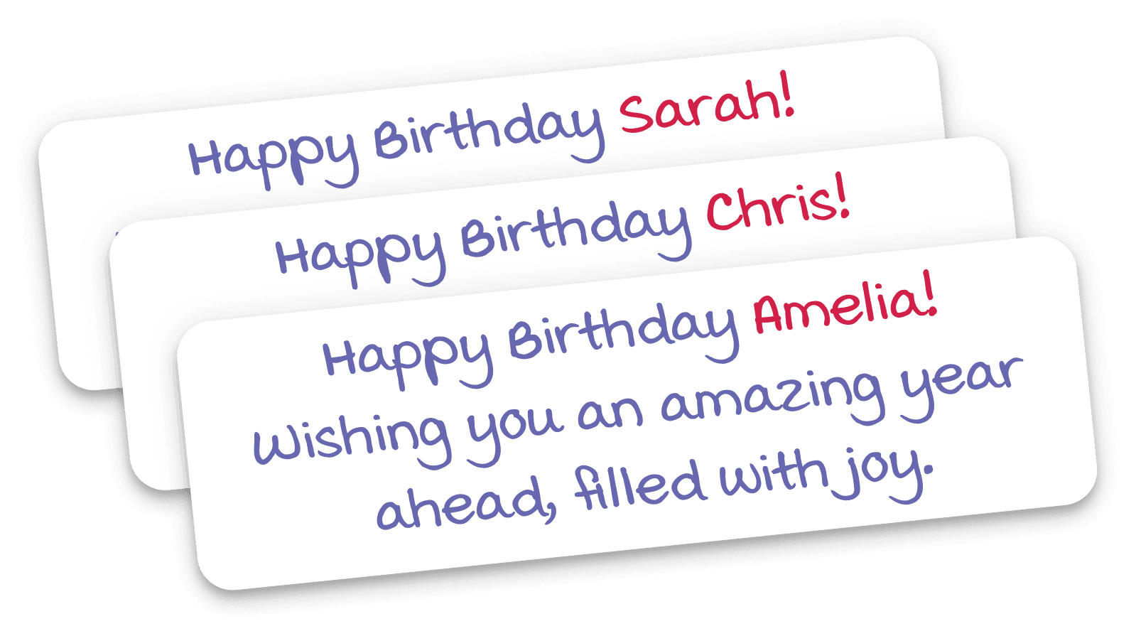 Personalised birthday name tag examples